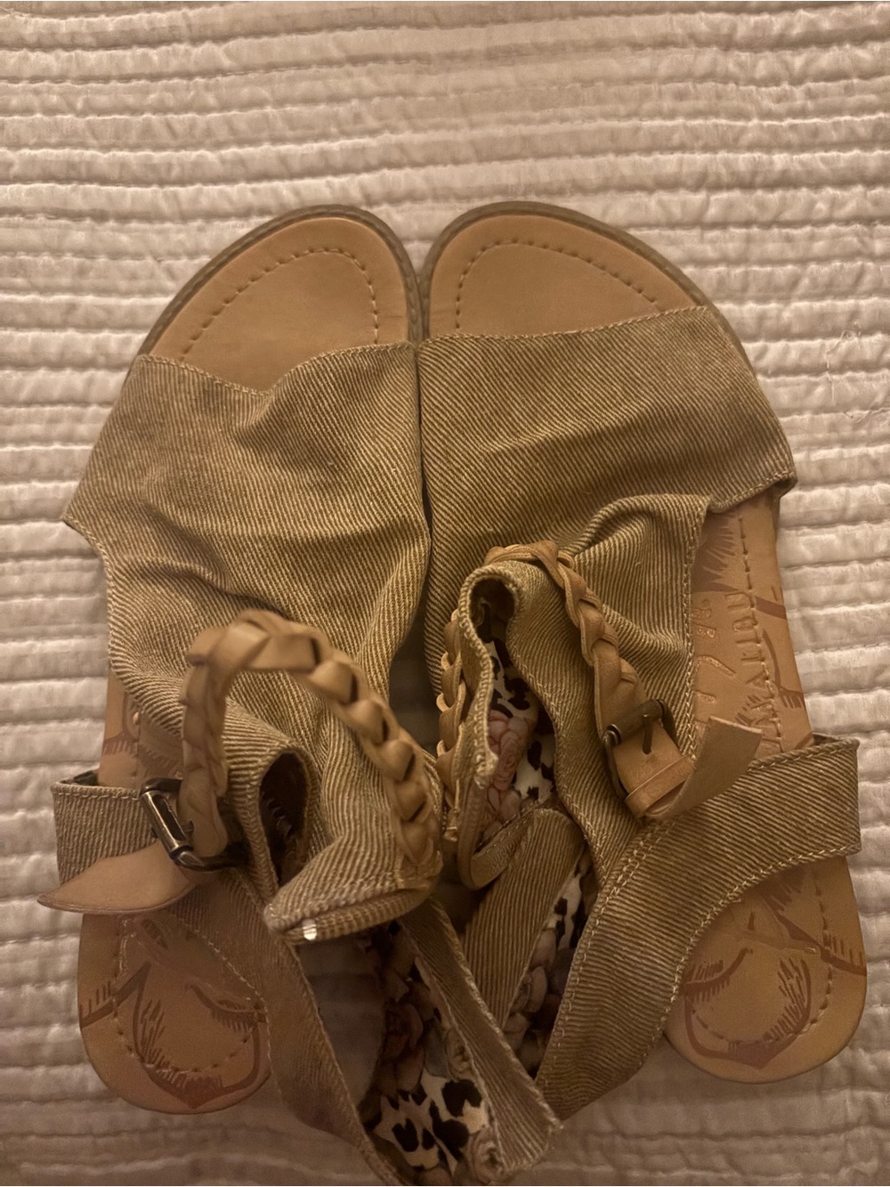Blowfish Tan Braided Strap Slide Sandals
